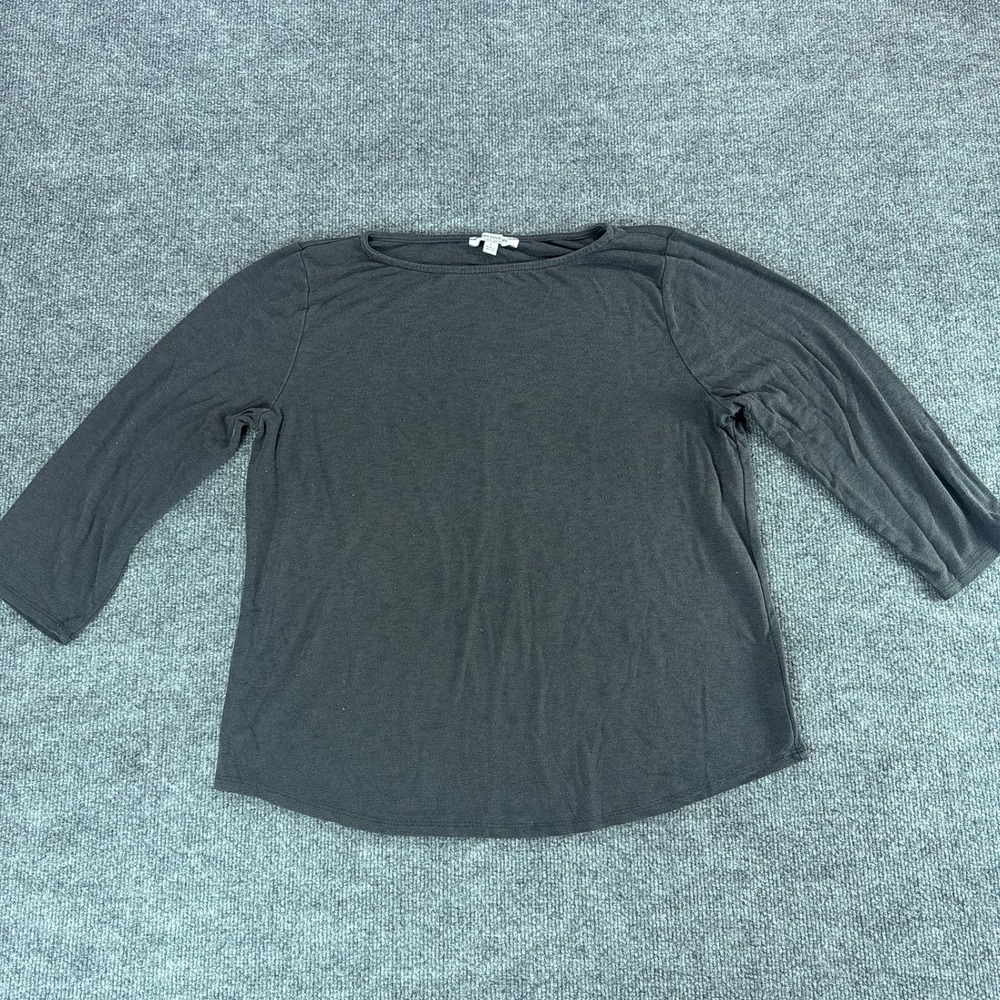 Green Envelope Los Angeles Charcoal Gray Boat Neck 3/4 Sleeve Top Large Fall